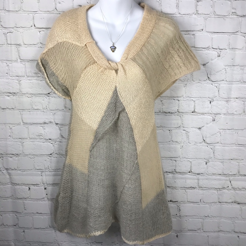 Anthropologie Wool Blend Neutral Sheer Sweater - Picture 3 of 7